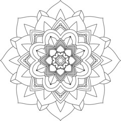 Easy Mandala coloring book simple and basic for beginners, seniors and children. Set of Mehndi flower pattern for Henna drawing and tattoo. Decoration in ethnic oriental, Indian style.