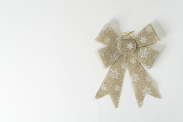 Christmas gold ribbon for home decoration with white background