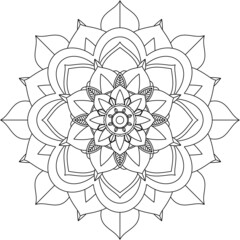 Easy Mandala coloring book simple and basic for beginners, seniors and children. Set of Mehndi flower pattern for Henna drawing and tattoo. Decoration in ethnic oriental, Indian style.