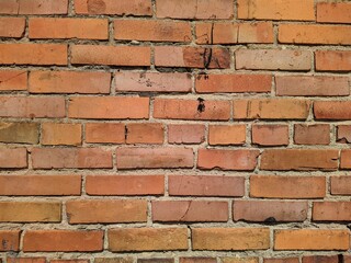 Texture and background of old and dirty red brick wall