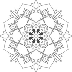 Easy Mandala coloring book simple and basic for beginners, seniors and children. Set of Mehndi flower pattern for Henna drawing and tattoo. Decoration in ethnic oriental, Indian style.