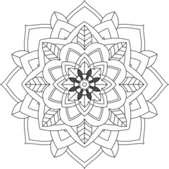 Easy Mandala coloring book simple and basic for beginners, seniors and children. Set of Mehndi flower pattern for Henna drawing and tattoo. Decoration in ethnic oriental, Indian style.