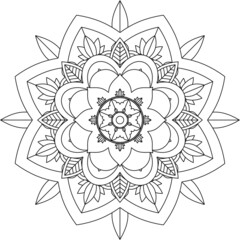Easy Mandala coloring book simple and basic for beginners, seniors and children. Set of Mehndi flower pattern for Henna drawing and tattoo. Decoration in ethnic oriental, Indian style.