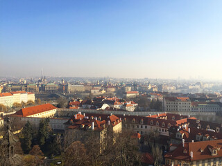Fototapeta na wymiar Aerial city view of Prague, Czech Republic