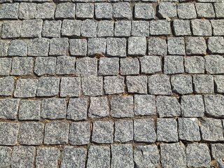 stone paving slabs in the park in summer