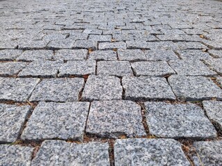 stone paving slabs in the park in summer