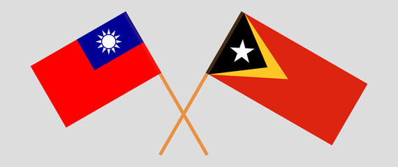 Crossed flags of East Timor and Taiwan