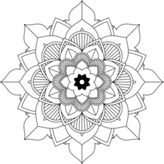 Easy Mandala coloring book simple and basic for beginners, seniors and children. Set of Mehndi flower pattern for Henna drawing and tattoo. Decoration in ethnic oriental, Indian style.