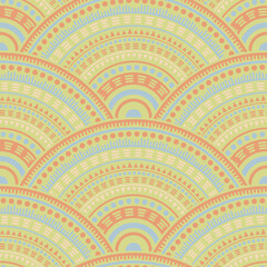 Ethnic circle shapes seamless geometric pattern.