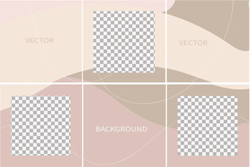 Set of vector abstract backgrounds with copy space for text.Suitable for social media posts, mobile apps, banners design and web/internet. Doodle style. Instagram square flyer.