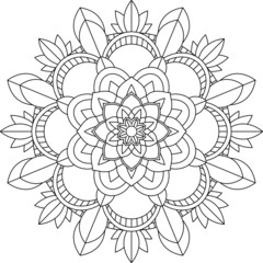 Easy Mandala coloring book simple and basic for beginners, seniors and children. Set of Mehndi flower pattern for Henna drawing and tattoo. Decoration in ethnic oriental, Indian style.
