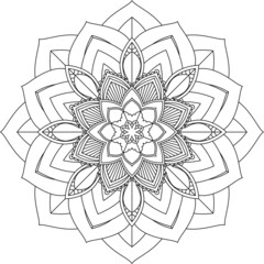 Easy Mandala coloring book simple and basic for beginners, seniors and children. Set of Mehndi flower pattern for Henna drawing and tattoo. Decoration in ethnic oriental, Indian style.
