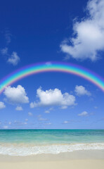 砂浜と虹
