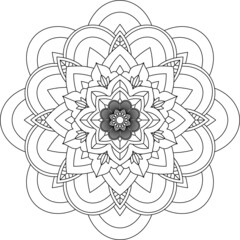 Easy Mandala coloring book simple and basic for beginners, seniors and children. Set of Mehndi flower pattern for Henna drawing and tattoo. Decoration in ethnic oriental, Indian style.