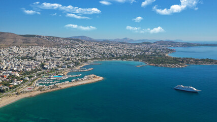 Aerial drone photo of famous 4th marina of Glyfada, Athens riviera, Attica, Greece