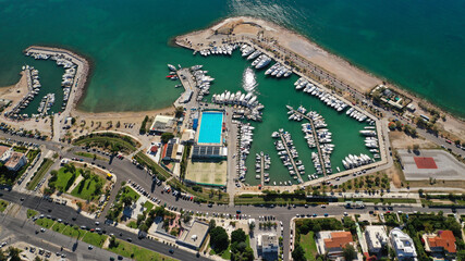 Aerial drone photo of famous 4th marina of Glyfada, Athens riviera, Attica, Greece