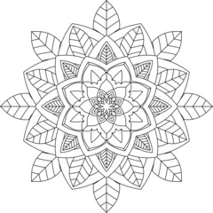 Easy Mandala coloring book simple and basic for beginners, seniors and children. Set of Mehndi flower pattern for Henna drawing and tattoo. Decoration in ethnic oriental, Indian style.