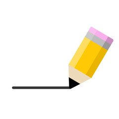 Yellow pencil. Children creativity. Office supplies. Art and drawing. Flat cartoon icon
