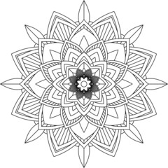 Easy Mandala coloring book simple and basic for beginners, seniors and children. Set of Mehndi flower pattern for Henna drawing and tattoo. Decoration in ethnic oriental, Indian style.