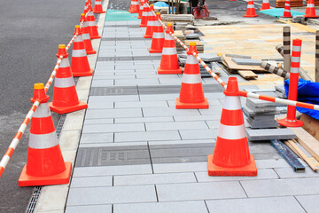 歩道の拡張工事