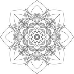 Easy Mandala coloring book simple and basic for beginners, seniors and children. Set of Mehndi flower pattern for Henna drawing and tattoo. Decoration in ethnic oriental, Indian style.