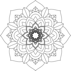 Easy Mandala coloring book simple and basic for beginners, seniors and children. Set of Mehndi flower pattern for Henna drawing and tattoo. Decoration in ethnic oriental, Indian style.