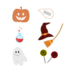 vector illustration of halloween party set