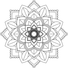 Easy Mandala coloring book simple and basic for beginners, seniors and children. Set of Mehndi flower pattern for Henna drawing and tattoo. Decoration in ethnic oriental, Indian style.