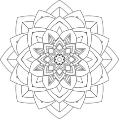 Easy Mandala coloring book simple and basic for beginners, seniors and children. Set of Mehndi flower pattern for Henna drawing and tattoo. Decoration in ethnic oriental, Indian style.