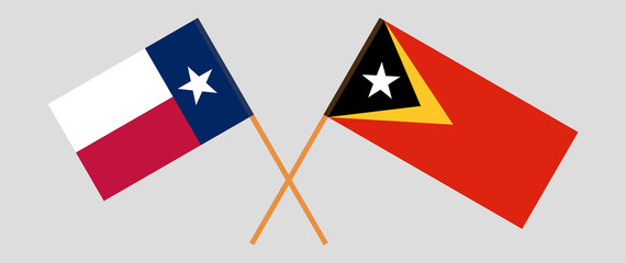 Crossed flags of East Timor and the State of Texas