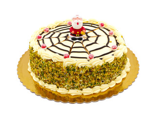 Tasty Christmas cake isolated on white background