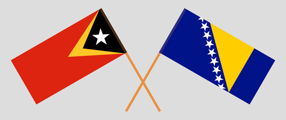 Crossed flags of East Timor and Bosnia and Herzegovina