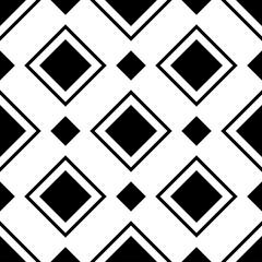 Geometric seamless pattern with staggered rhombuses. Black shapes on white background. Square illustration