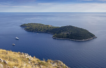 Fototapeta na wymiar Aerial view of Lokrum island near Dubrovnik, Croatia