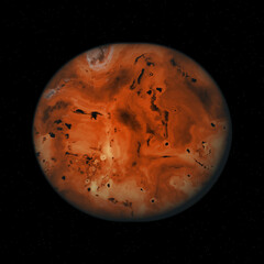 Red Planet in black cosmic space.