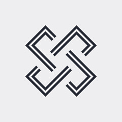 Complex Geometric Contemporary Element. Logo Template Design for Business Corporate Sign. Abstract Merged Figures for Mobile App, or Info Graphics on Gray