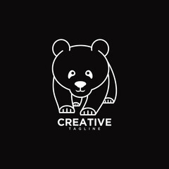 Creative Panda line art .Logo design vector template.