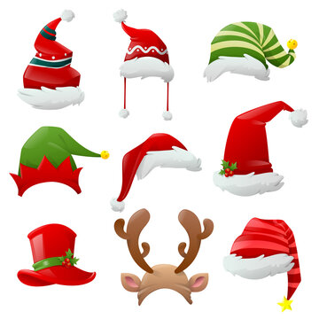Cartoon Christmas Santa hats
