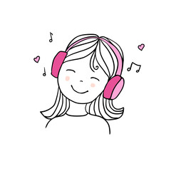 Girl with headphones listening to music