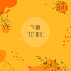 Stoffe zum Nähen Hand drawn abstract autumn background.Various shapes and doodle objects.Simple modern trendy template with copy space for text and leaves.Social media stories and post background.