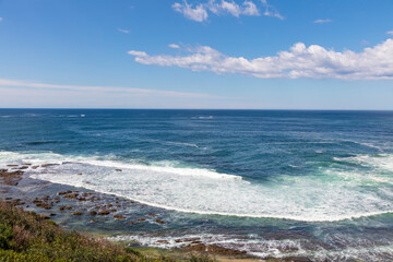Fototapeta na wymiar A view of the South Pacific Ocean from Norah Head in regional New South Wales in Australia