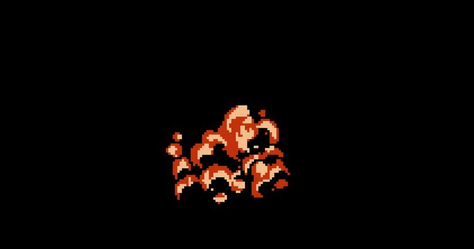 Pixel art explosion.Set of various explosions.