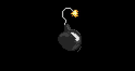 Pixel art explosion.Set of various explosions.