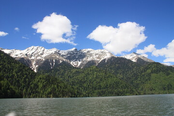 lake and mountains