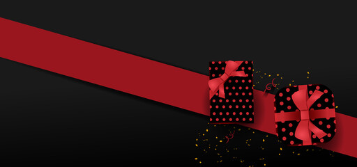 3d gift boxing day with red line background design vector