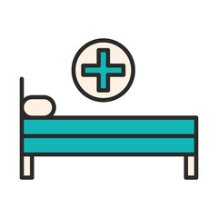 Fototapeta premium hospital bed with pillow healthcare equipment line and fill icon