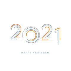Happy New Year 2021 modern new trendy pop line design typography orange grey sea green abstract numbers logo icon white background