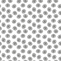 Beautiful black small chamomile flowers isolated on white background. Cute floral seamless pattern. Vector flat graphic hand drawn illustration. The isolated object on a white background. Isolate.