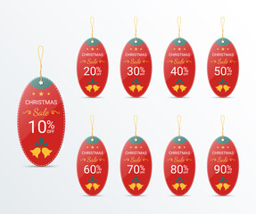 Christmas price tag design template for promotion, vector illustration