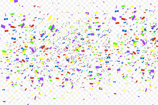Vector confetti. Festive illustration. Party popper isolated on white background. Colorful confetti on a beautiful background. Celebration and party.